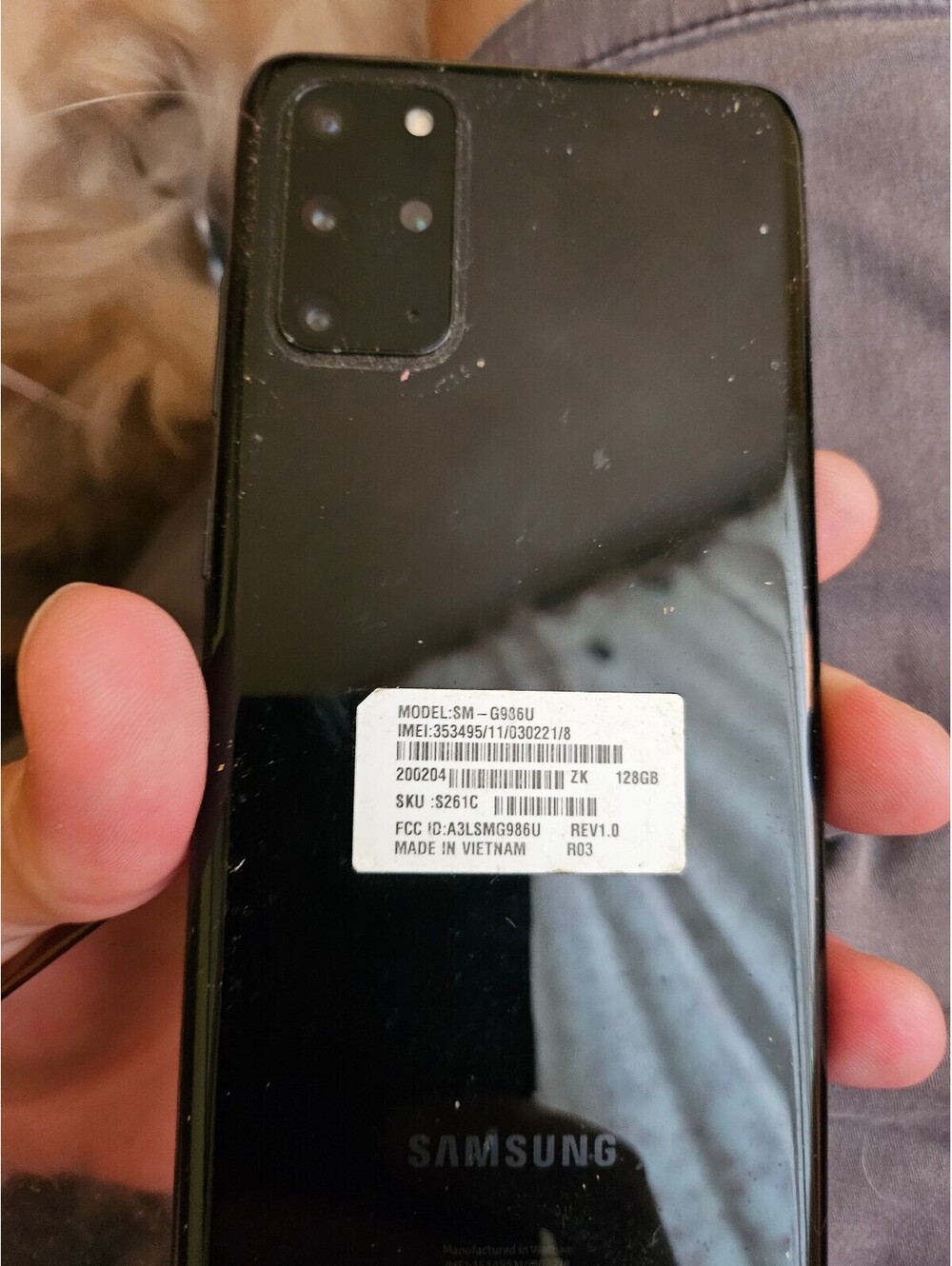 Samsung Galaxy S20+ 5G Smart phone - charges and powers on. Locked. Black Used - Picture 4 of 4